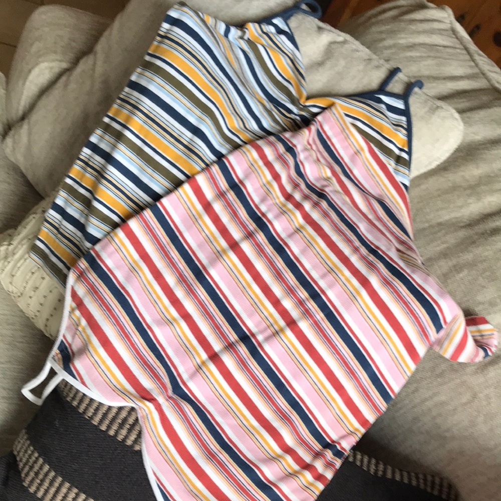 2 striped summer Tank Tops size Large